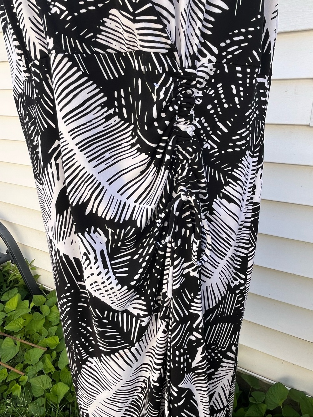 Jones New York Faux Wrap Midi Dress Leaf Print Black White Size 2X - Picture 6 of 12